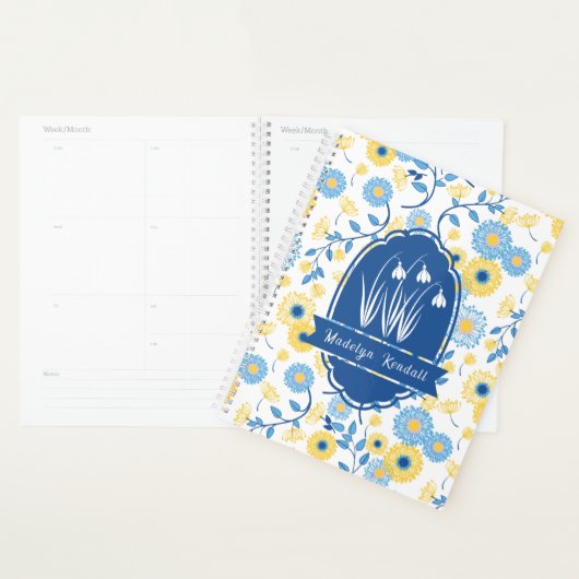 Blue & Yellow Laurentian Floral Custom Name Planner (Display)