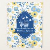 Blue & Yellow Laurentian Floral Custom Name Planner (Voorkant)