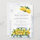 Blue & Yellow Lemon Italiaans Vrijgezellenfeest Kaart (Voorkant)