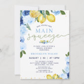 Blue Yellow Lemon Main Squeeze Vrijgezellenfeest Kaart (Voorkant)