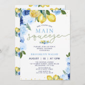 Blue Yellow Lemon Main Squeeze Vrijgezellenfeest Kaart (Voorkant / Achterkant)