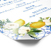 Blue Yellow Lemon Vrijgezellenfeest Bar Menu Sign Foto Afdruk (Hoek)