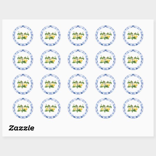 Blue Yellow Lemon Vrijgezellenfeest Envelope Seal Ronde Sticker (Vel)