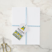Blue Yellow Lemon Waterverf Mediterrane bruiloft Cadeaulabel (Met Touw)