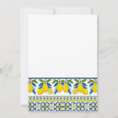 Blue Yellow Lemon Waterverf Mediterrane bruiloft Kaart (Achterkant)