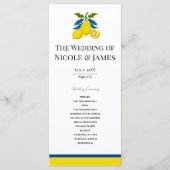 Blue Yellow Lemon Waterverf Mediterrane bruiloft Programmakaart (Voorkant)