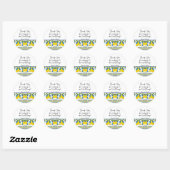 Blue Yellow Lemon Waterverf Mediterrane bruiloft Ronde Sticker (Vel)