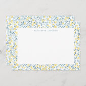 Blue Yellow Lemons Limoncello Monogram NoteCard Notitiekaartje (Voorkant / Achterkant)