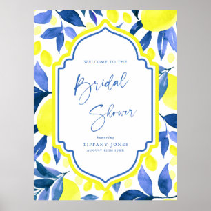 Blue Yellow Lemons Vrijgezellenfeest Welkomstbord Poster