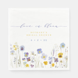 Blue & Yellow Love in Bloom Floral Vrijgezellenfee Servet