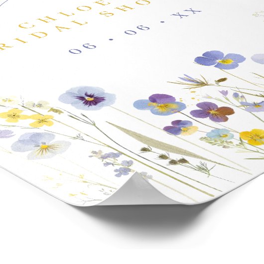 Blue & Yellow Love in Bloom Vrijgezellenfeest Welk Poster (Hoek)