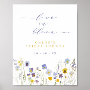 Blue & Yellow Love in Bloom Vrijgezellenfeest Welk Poster