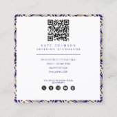 Blue Yellow Mediterranean Interior Designer Vierkante Visitekaartje (Voorkant)