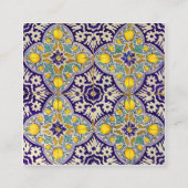 Blue Yellow Mediterranean Interior Designer Vierkante Visitekaartje (Achterkant)