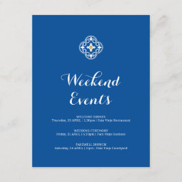 Blue Yellow Mediterranean Tegel Wedding Weekend Informatiekaartje