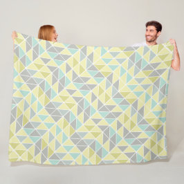 Blue Yellow Mint Modern Abstract driehoekspatroon Fleece Deken