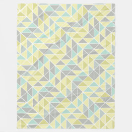 Blue Yellow Mint Modern Abstract driehoekspatroon Fleece Deken