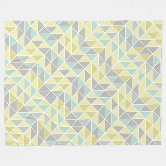 Blue Yellow Mint Modern Abstract driehoekspatroon Fleece Deken (Voorkant (Horizontaal))