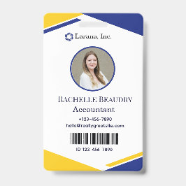 Blue & Yellow Modern Business ID Card Badge