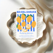 Blue & Yellow Modern Lemon Vrijgezellenfeest Kaart