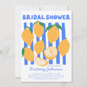 Blue & Yellow Modern Lemon Vrijgezellenfeest Kaart (Voorkant)