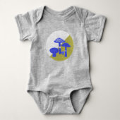 'Blue & Yellow Mushroom' Baby One Piece Romper (Voorkant)