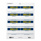Blue Yellow Name Tag - Etiket (Full Sheet)