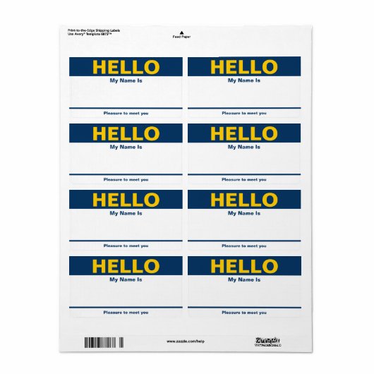 Blue Yellow Name Tag - Etiket (Full Sheet)