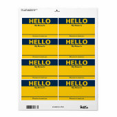 Blue Yellow Name Tag - Etiket (Full Sheet)