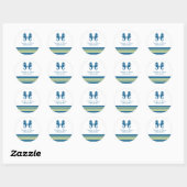 Blue Yellow Nautical Seahorse Weddenkers Ronde Sticker (Vel)
