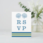 Blue Yellow Nautical Seashells RSVP Briefkaart (Staand voorkant)