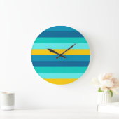 Blue Yellow Ocean Lemon Stripes Grote Klok (Huis)