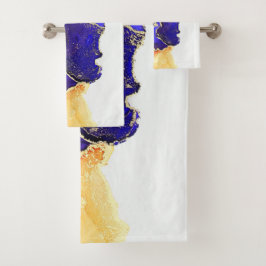 Blue Yellow Oranje Gold Abstract Bad Handdoek
