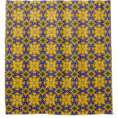 Blue Yellow Oranje Talavera Tegel Pattern Douchegordijn (Voorkant)