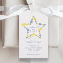 Blue & Yellow Original Buttons Star Handmade Love