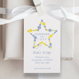 Blue & Yellow Original Buttons Star Handmade Love Cadeaulabel