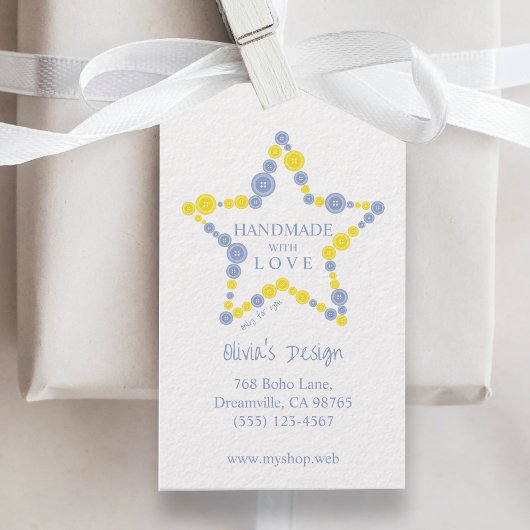 Blue & Yellow Original Buttons Star Handmade Love Cadeaulabel