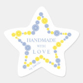 Blue & Yellow Original Buttons Star Handmade  Ster Sticker (Voorkant)