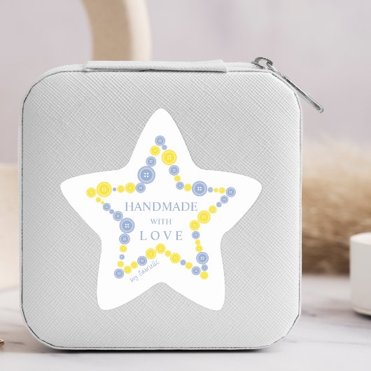 Blue & Yellow Original Buttons Star Handmade  Ster Sticker