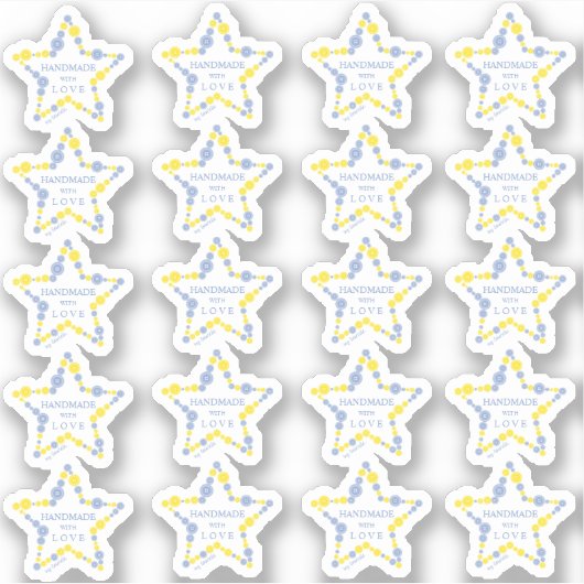 Blue & Yellow Original Buttons Star Handmade  Sticker (Voorkant)