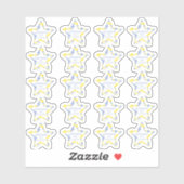 Blue & Yellow Original Buttons Star Handmade  Sticker (Vel)