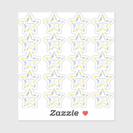 Blue & Yellow Original Buttons Star Handmade  Sticker (Vel)