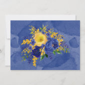Blue Yellow Pained Floral Gold repesial Dinner Kaart (Achterkant)