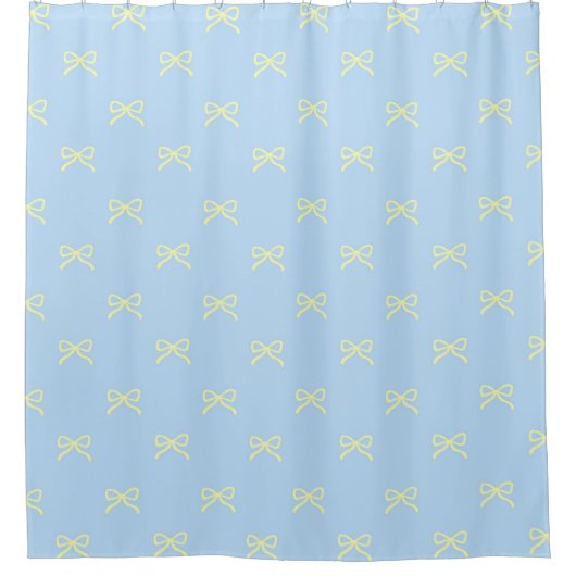 Blue Yellow Pastel Bow Pattern Pretty Feminine Douchegordijn (Voorkant)