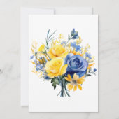 Blue Yellow Peony Waterverf Brunch en Bubble Kaart (Achterkant)