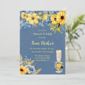 Blue Yellow Peony Waterverf Brunch en Bubble Kaart (Staand voorkant)