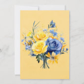 Blue Yellow Peony Waterverf Brunch en Bubble Kaart (Achterkant)