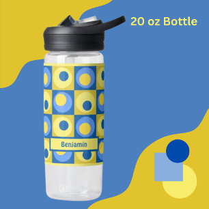 Blue Yellow Personal Dot Square Thema Waterfles