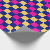 Blue Yellow Pink Checkered Pattern Design  Cadeaupapier (Hoek)