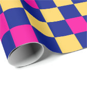 Blue Yellow Pink Checkered Pattern Design  Cadeaupapier (Rol Hoek)
